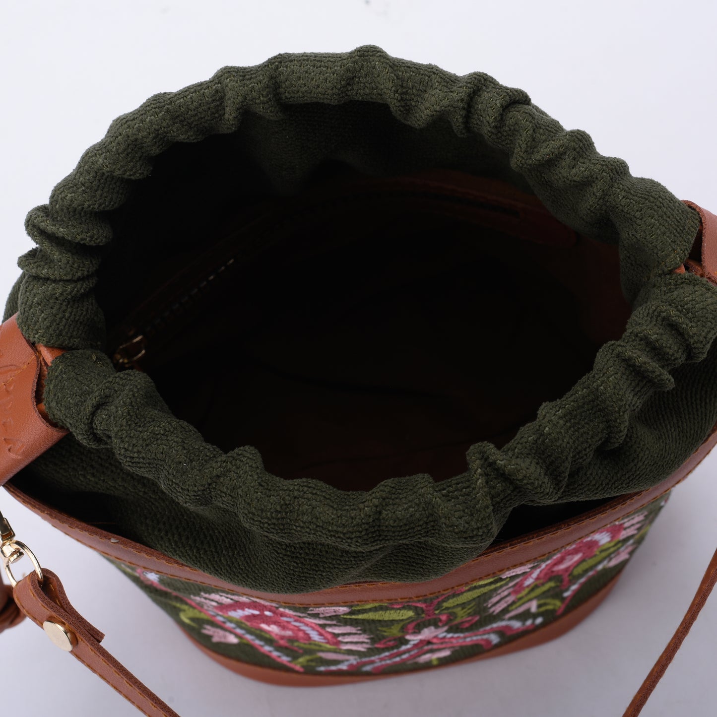 Olive Floral Pocket Crossbag