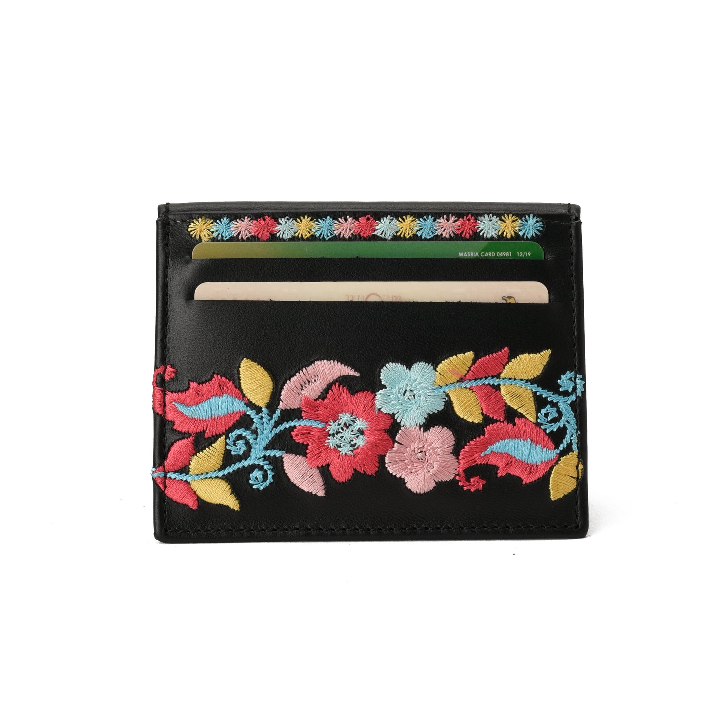Floral Black Card Holder
