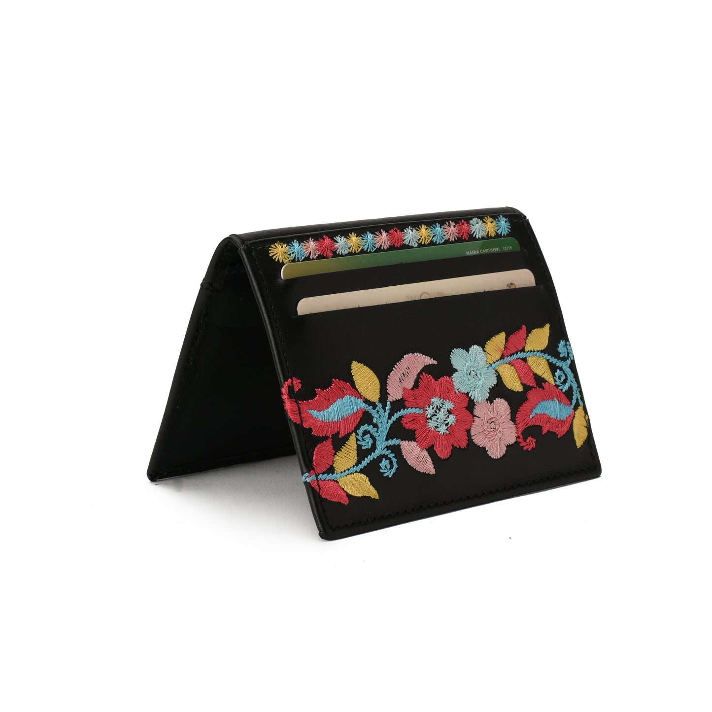 Floral Black Card Holder