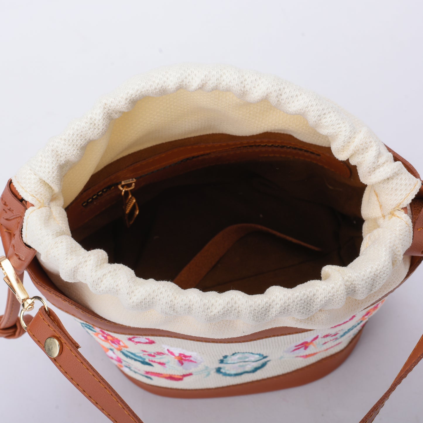 Offwhite Floral Pocket Crossbag