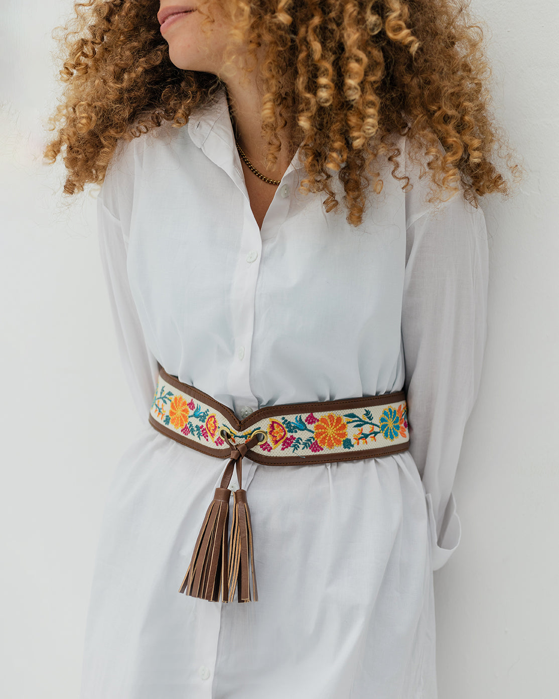 Offwhite Floral Belt