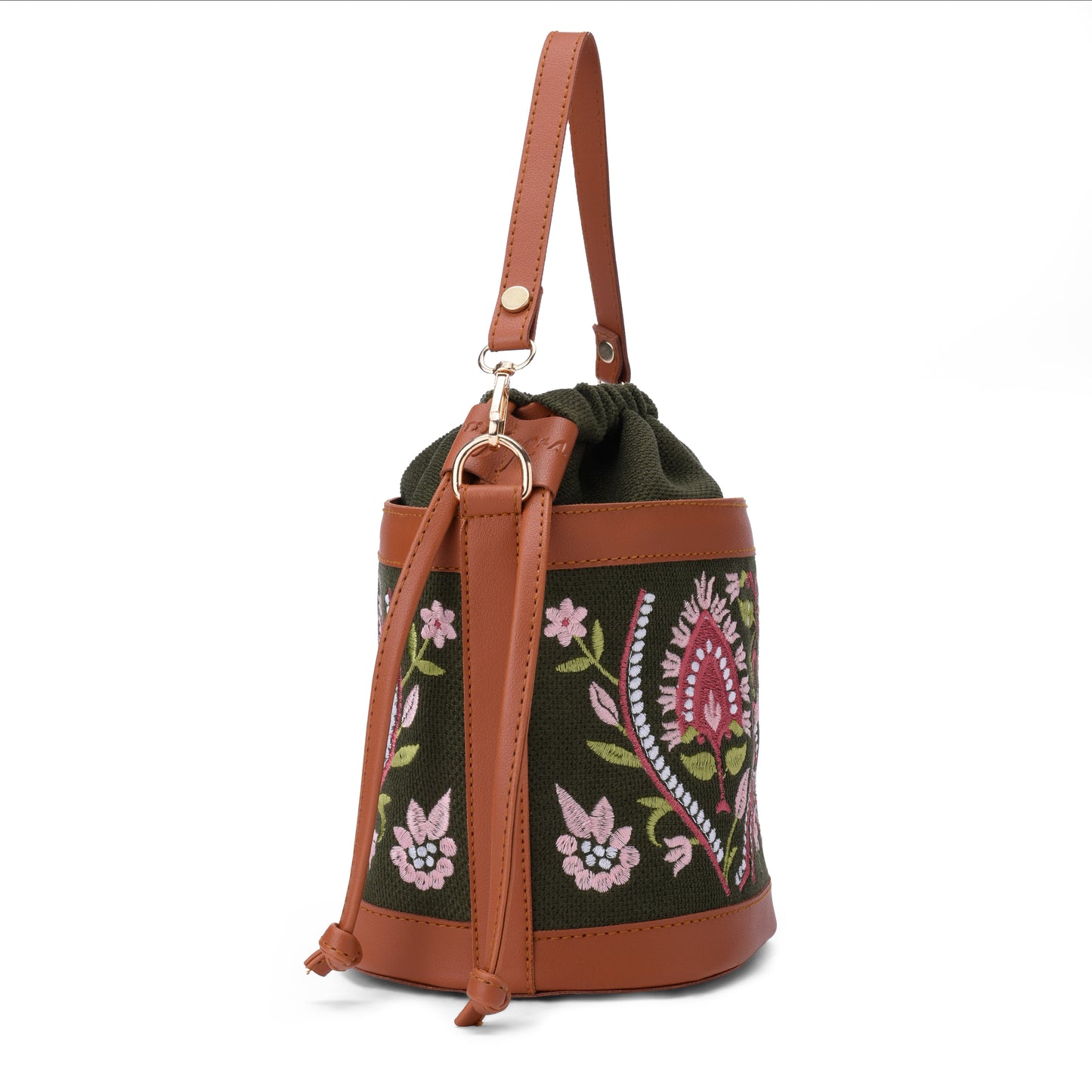 Olive Floral Pocket Crossbag