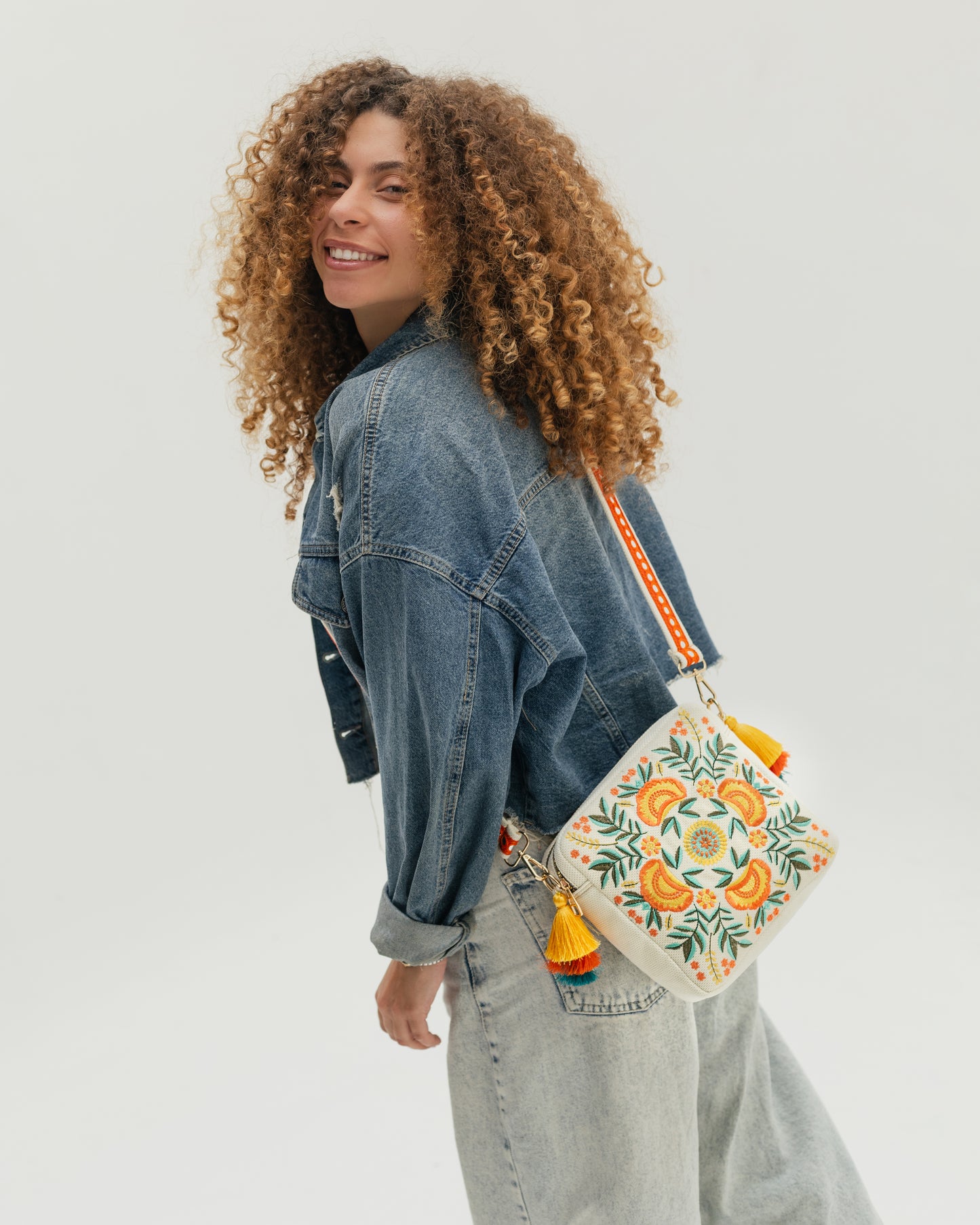 Peach floral Crossbag