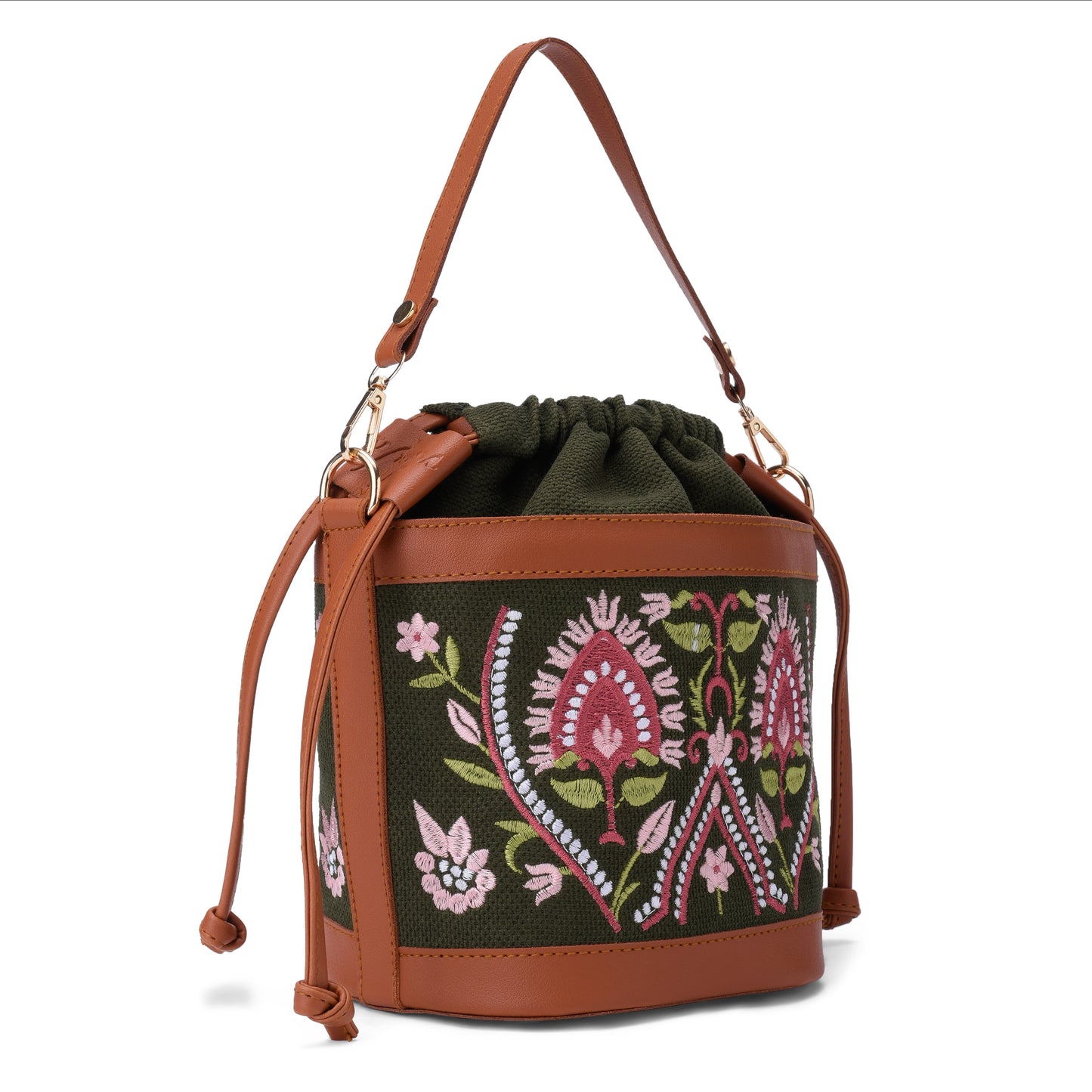 Olive Floral Pocket Crossbag