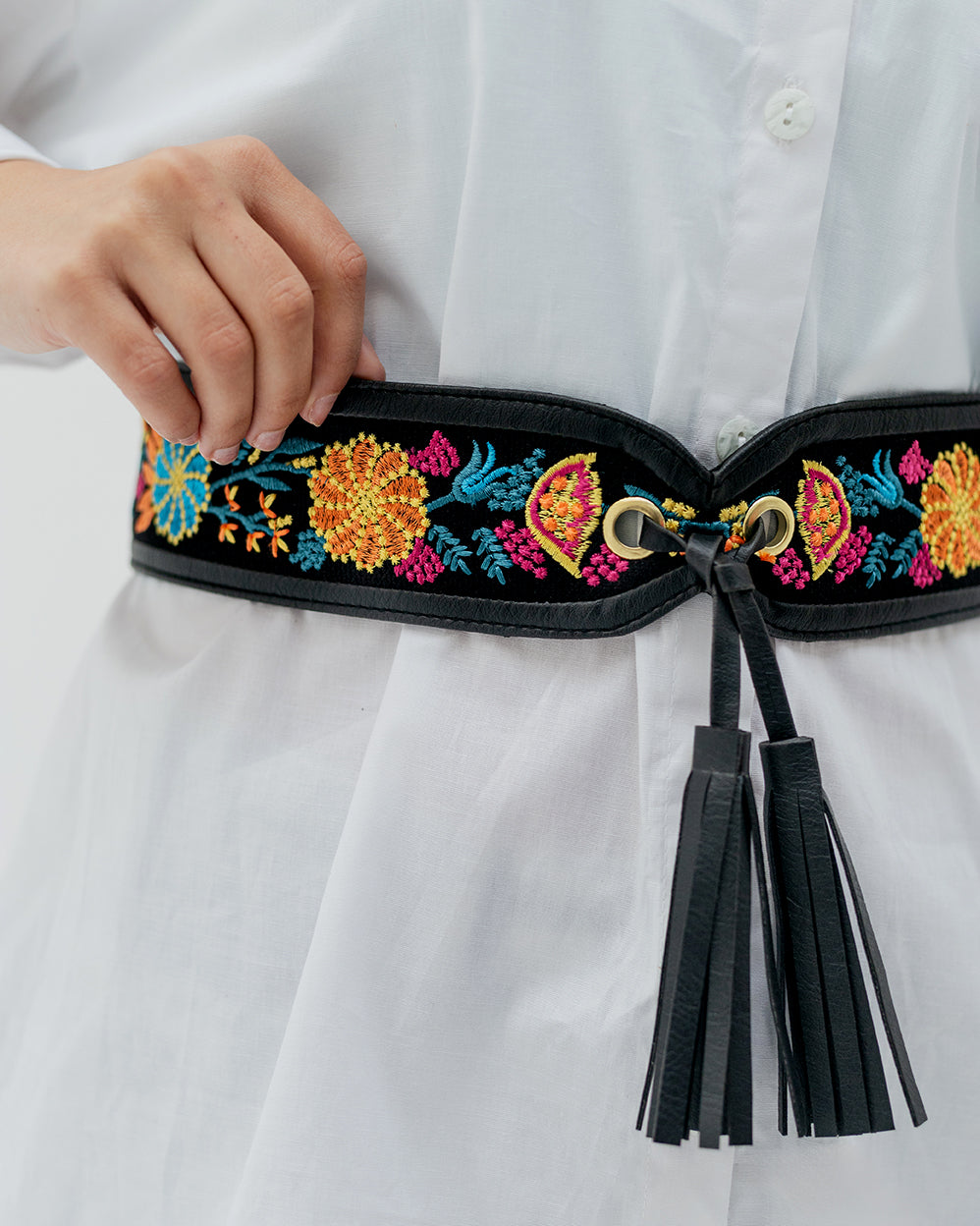 Black Floral Belt