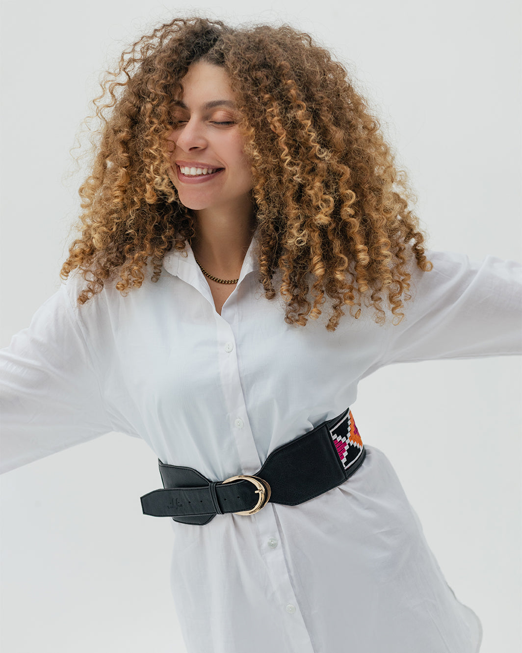 Black Geometric Belt
