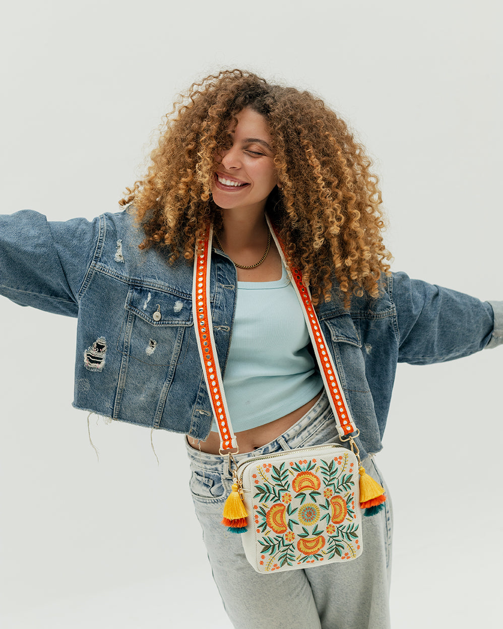 Peach floral Crossbag