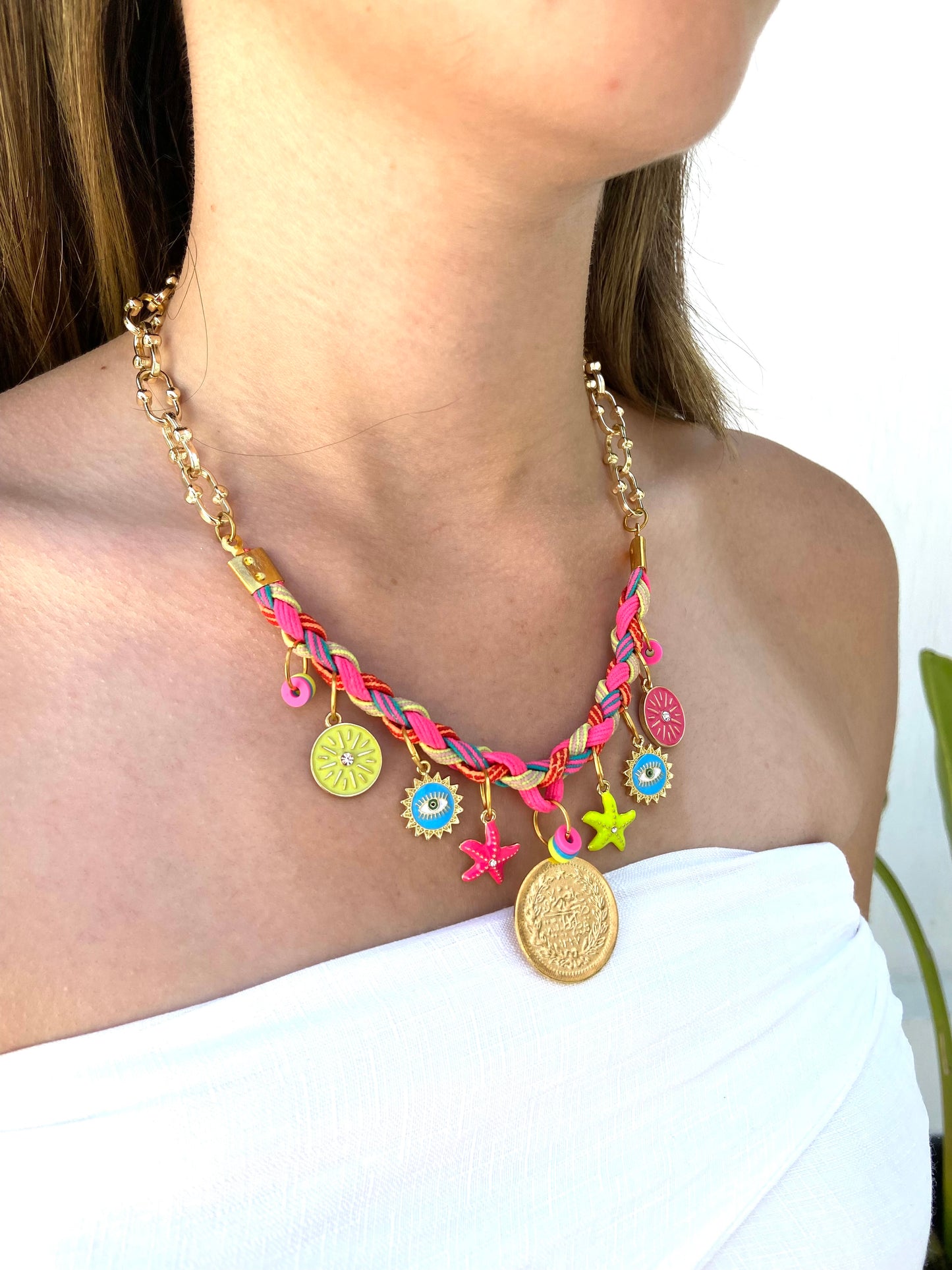 Pinky Braid Necklace