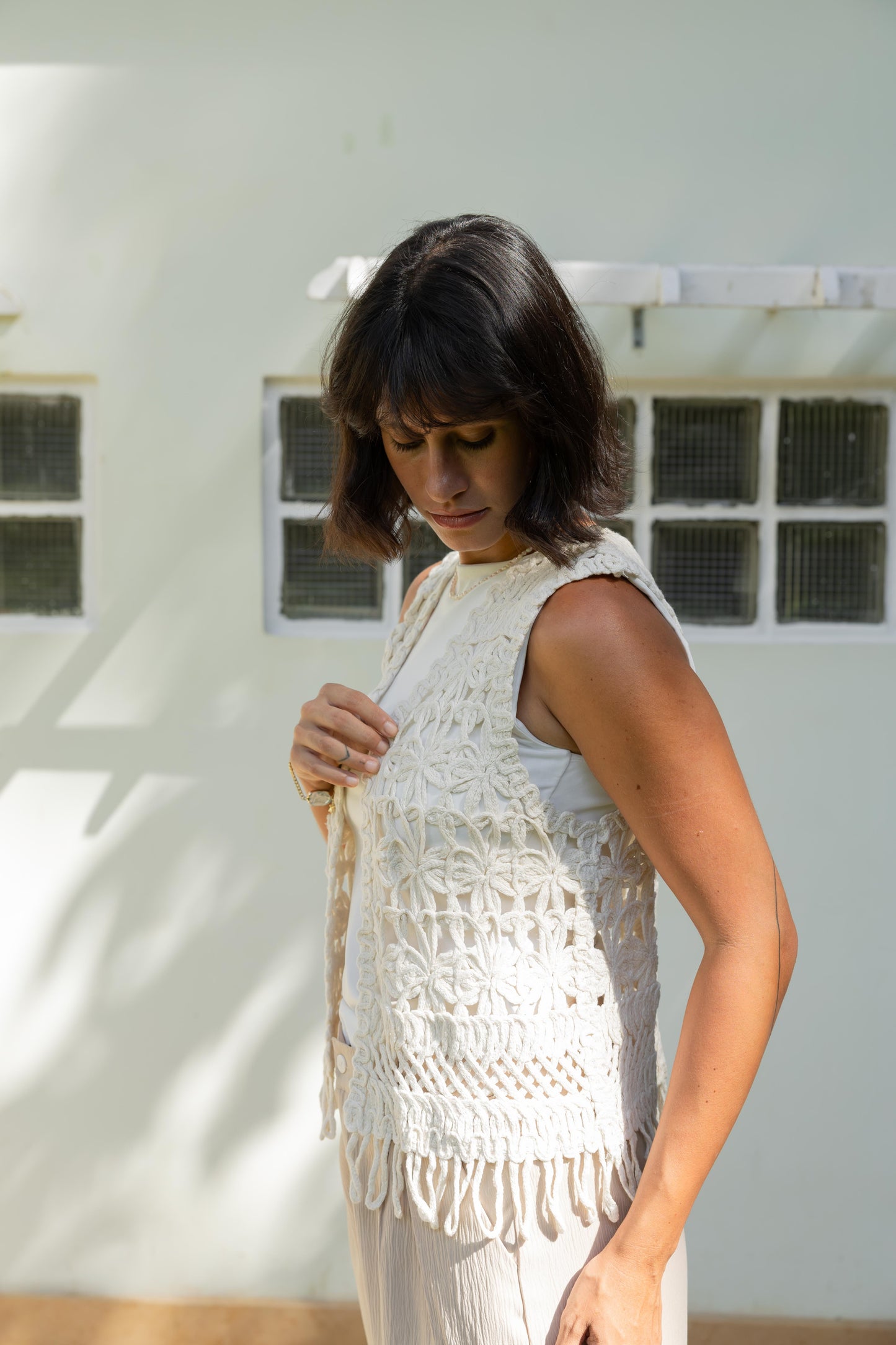 Aria Vest in Offwhite