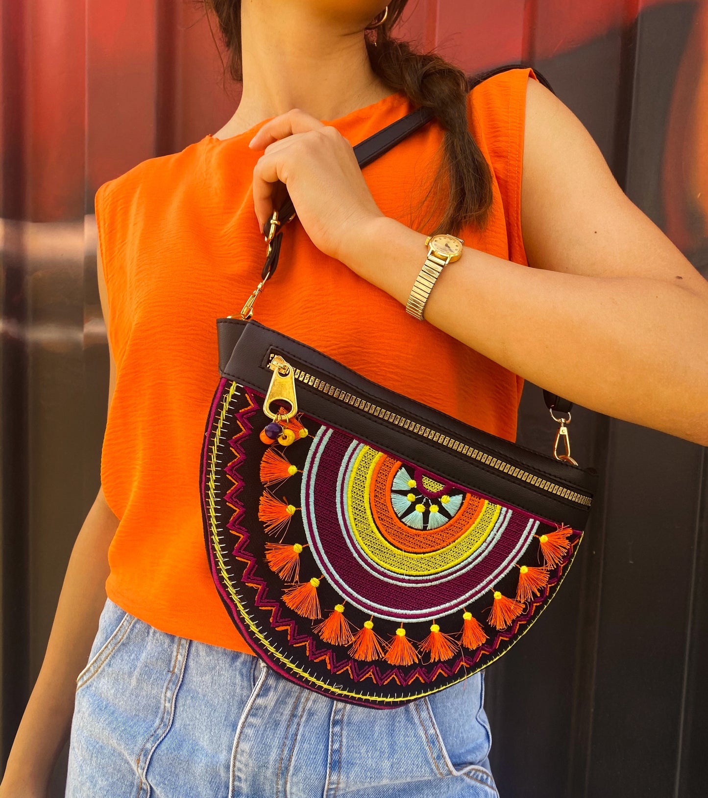 Black Fringe Fanny Pack