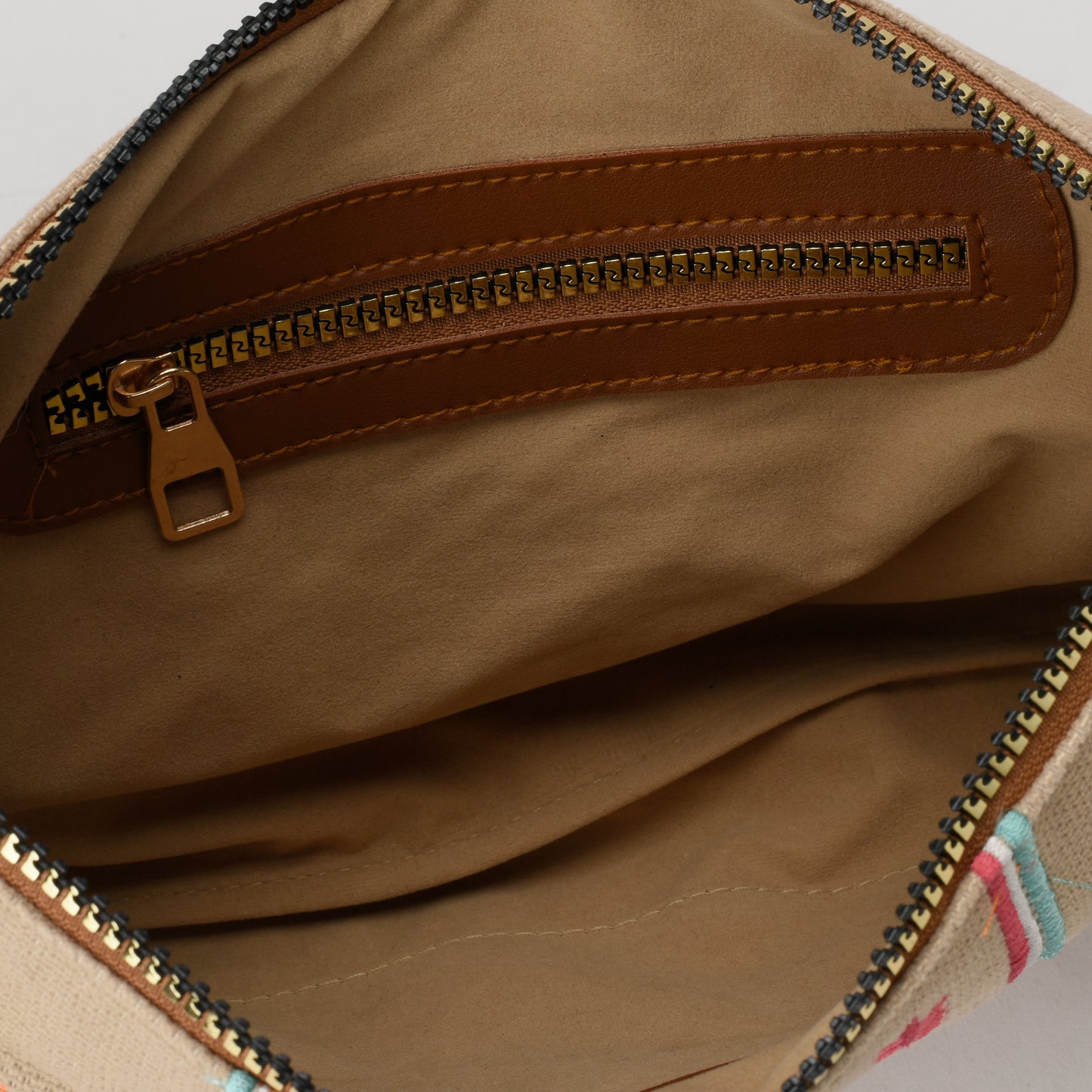 Beige Geometric Clutch