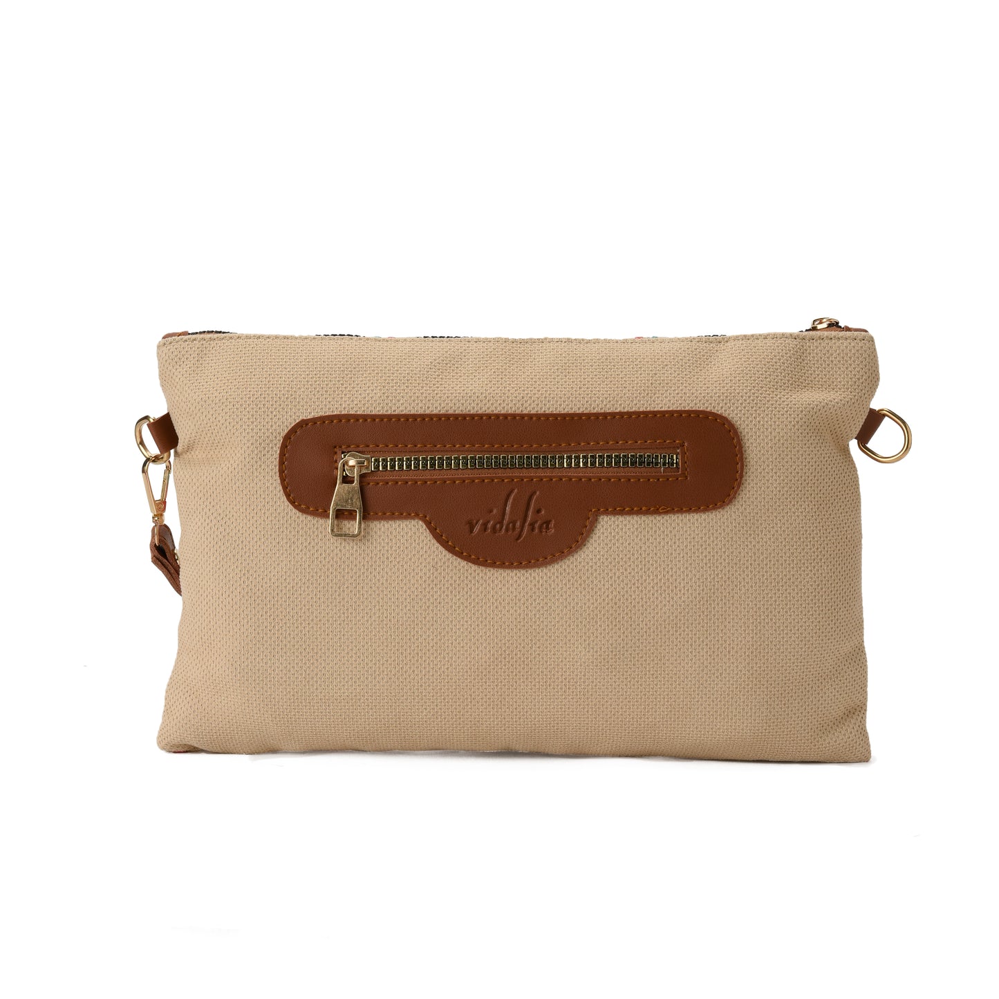 Beige Geometric Clutch