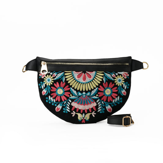 Black Floral Fanny Pack