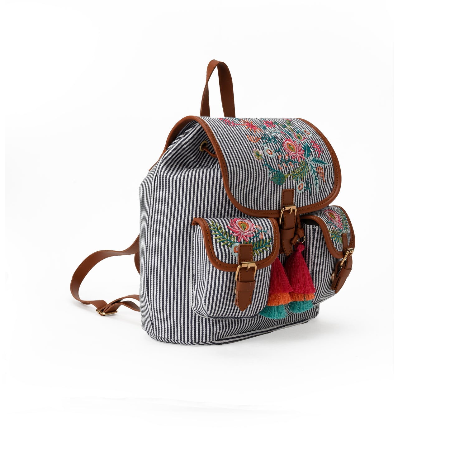 Floral Striped Backpack