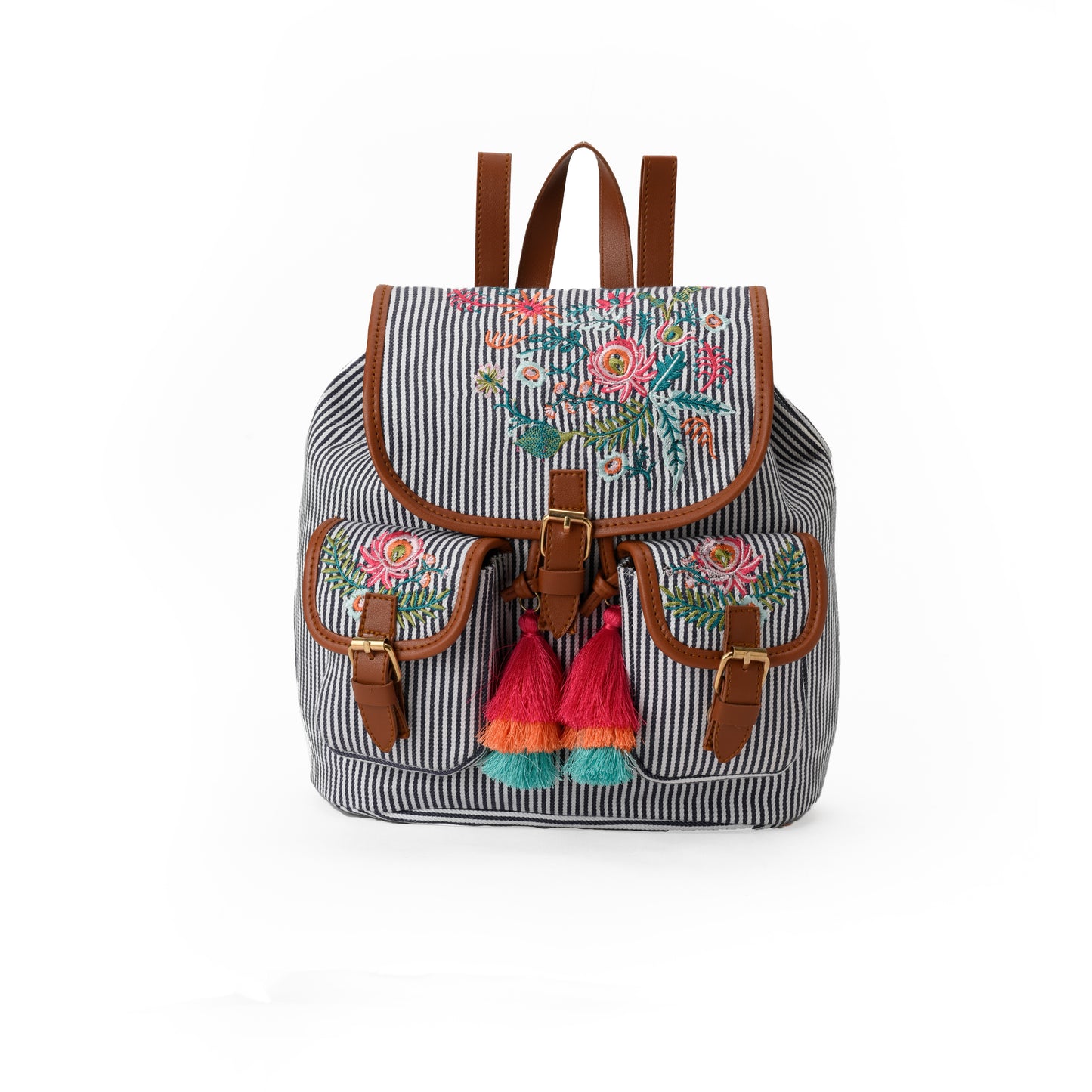 Floral Striped Backpack