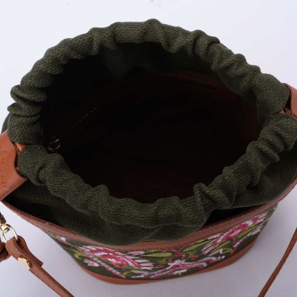Olive Floral Pocket Crossbag