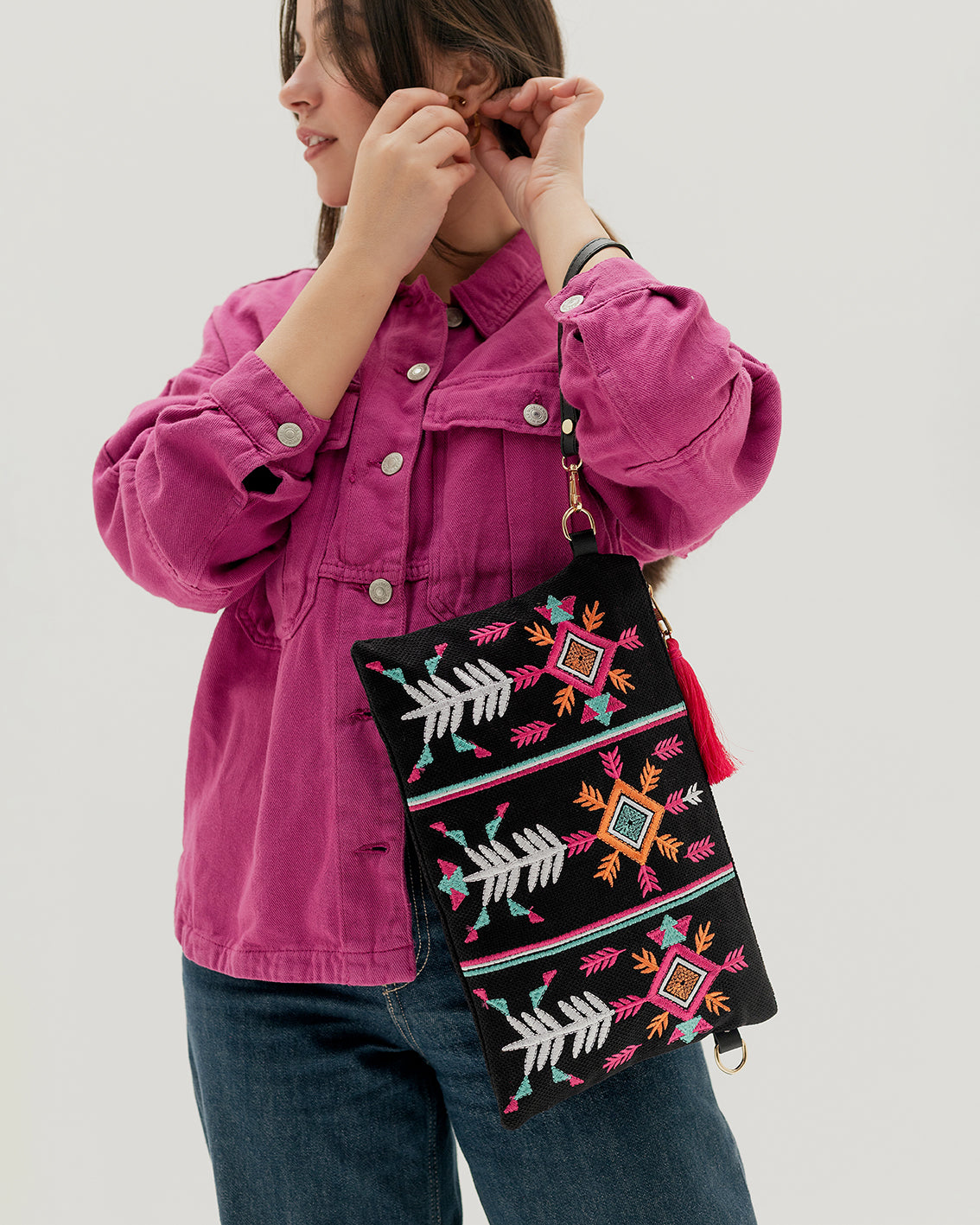 Black Geometric Clutch