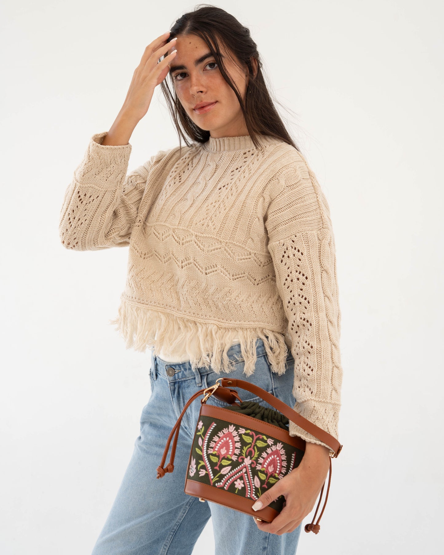 Olive Floral Pocket Crossbag