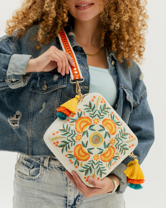 Peach floral Crossbag
