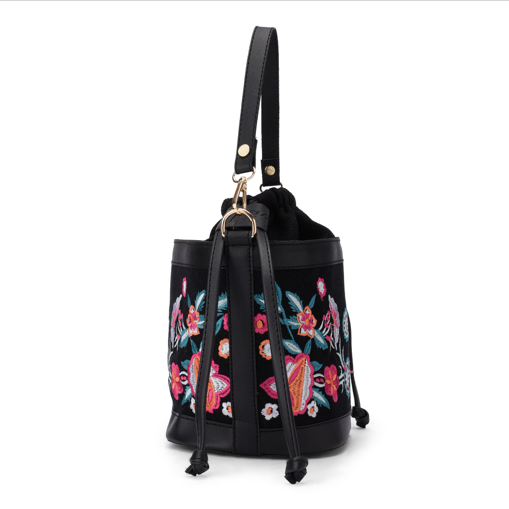 Black Floral Pocket Crossbag