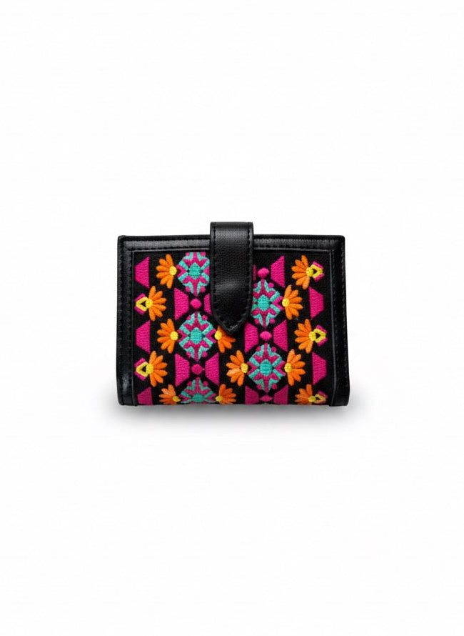 Black Garden Stitch wallet