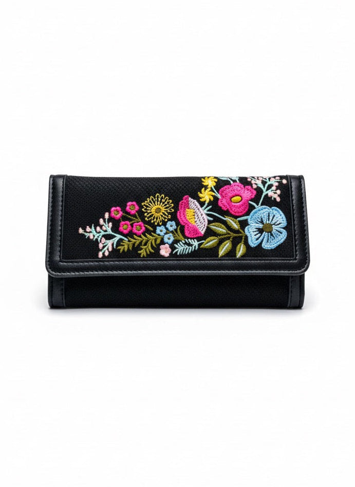 Black Floral Wallet
