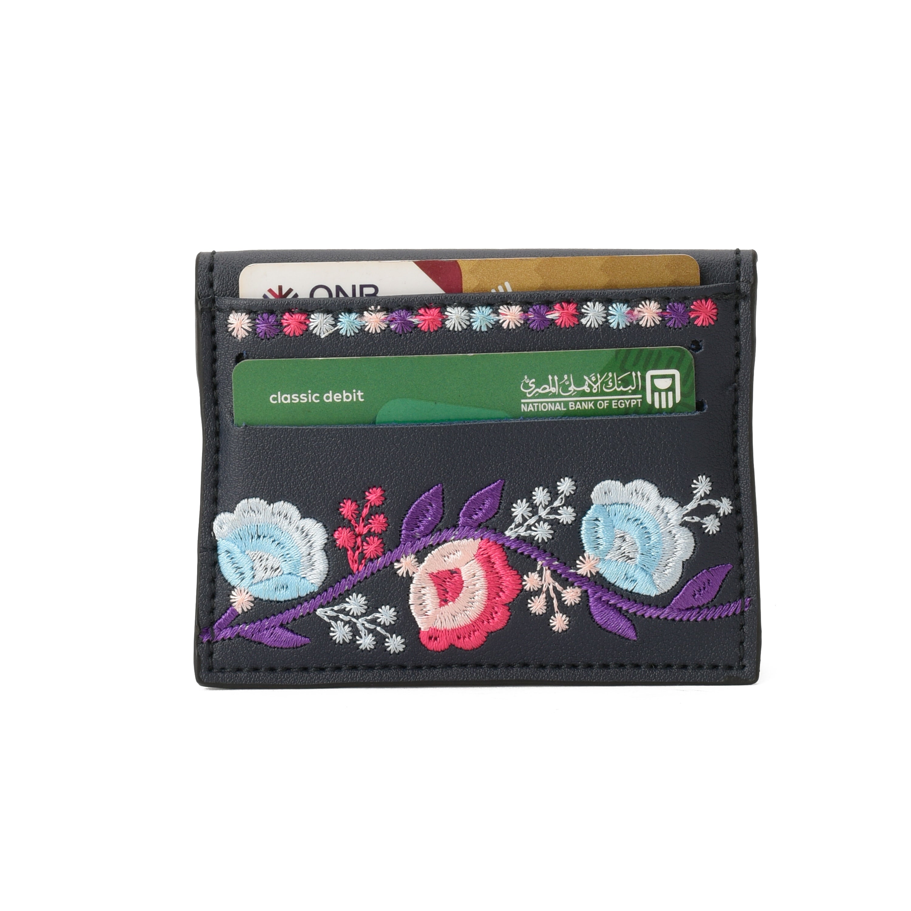 Dark Blue Floral Cardholder