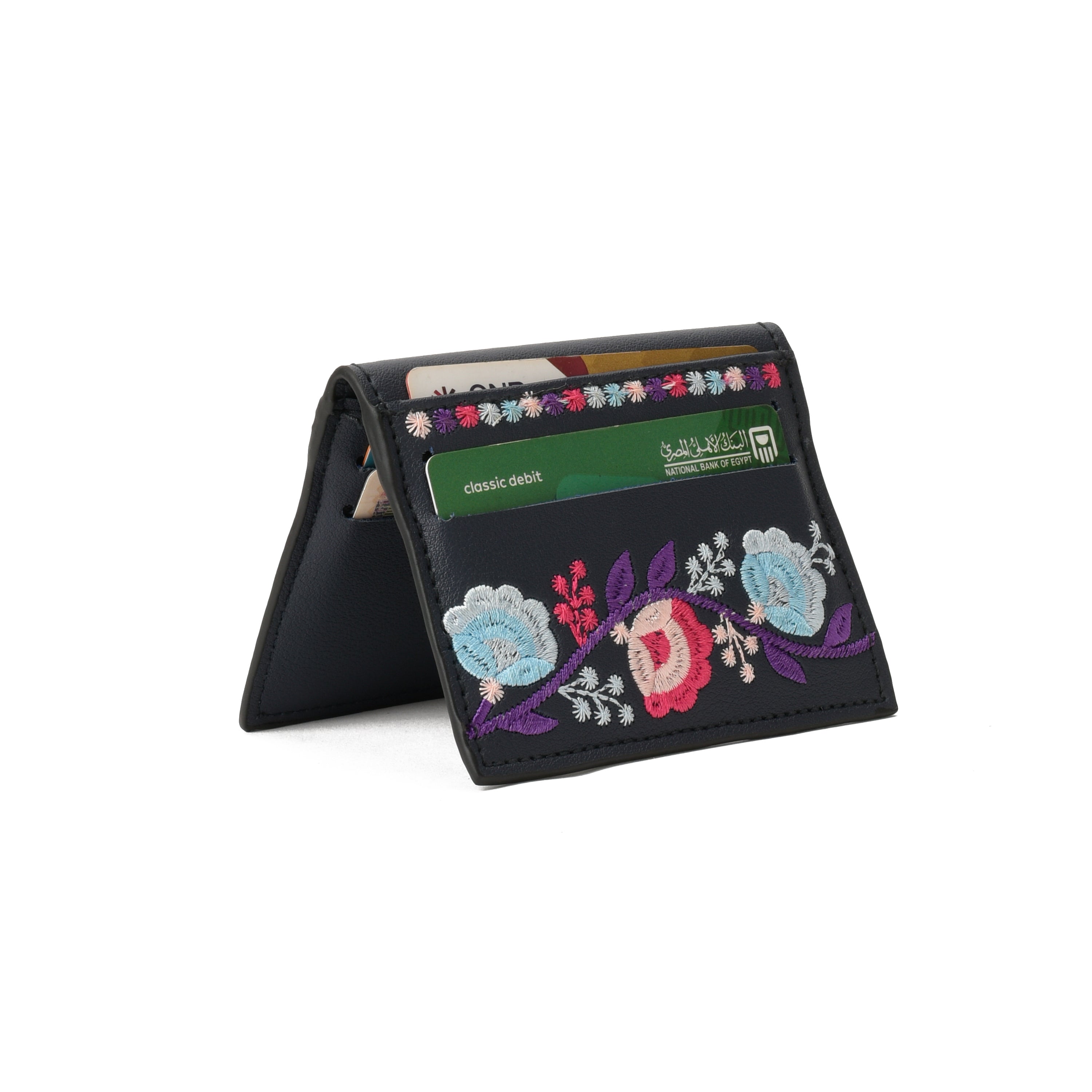 Dark Blue Floral Cardholder