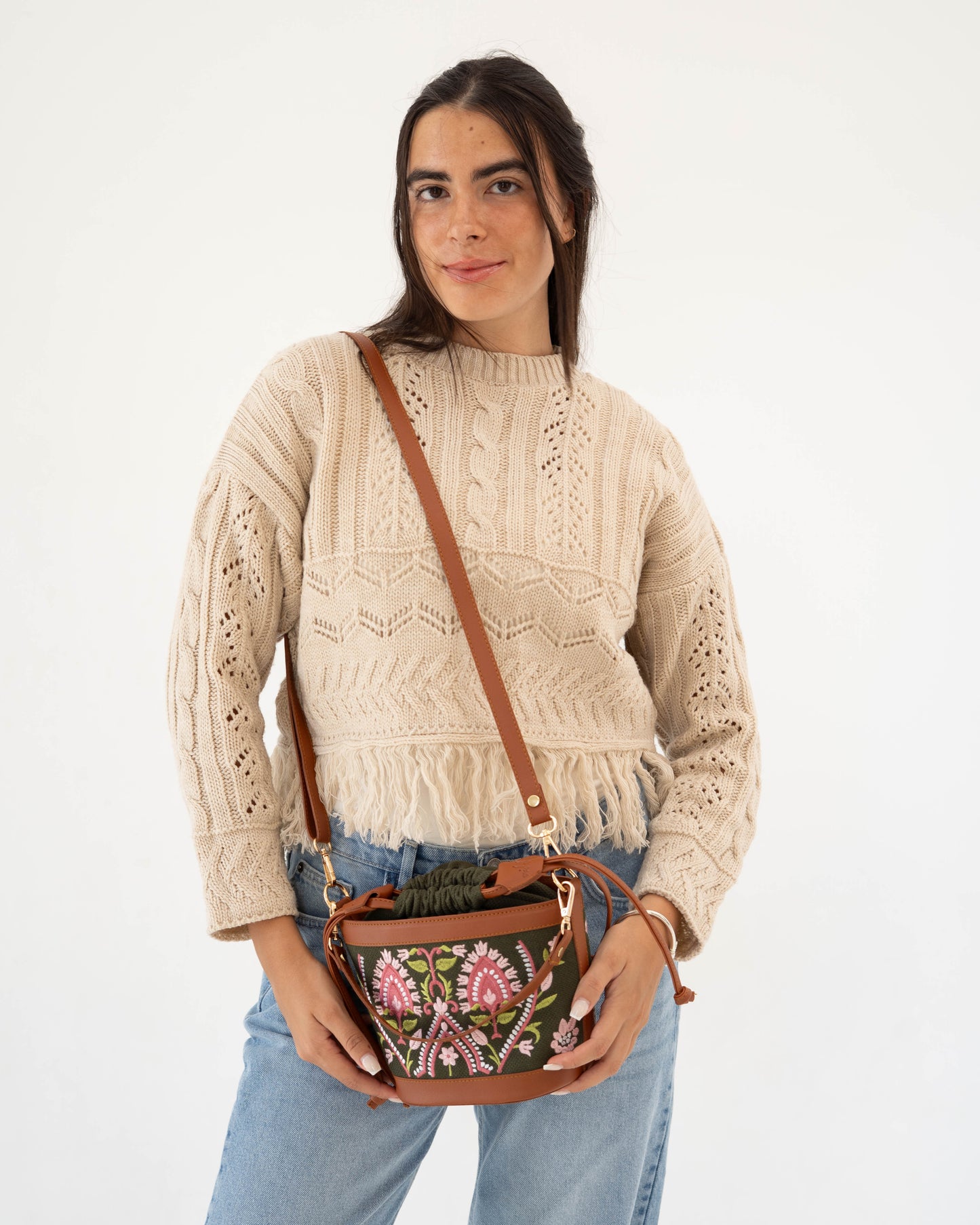 Olive Floral Pocket Crossbag