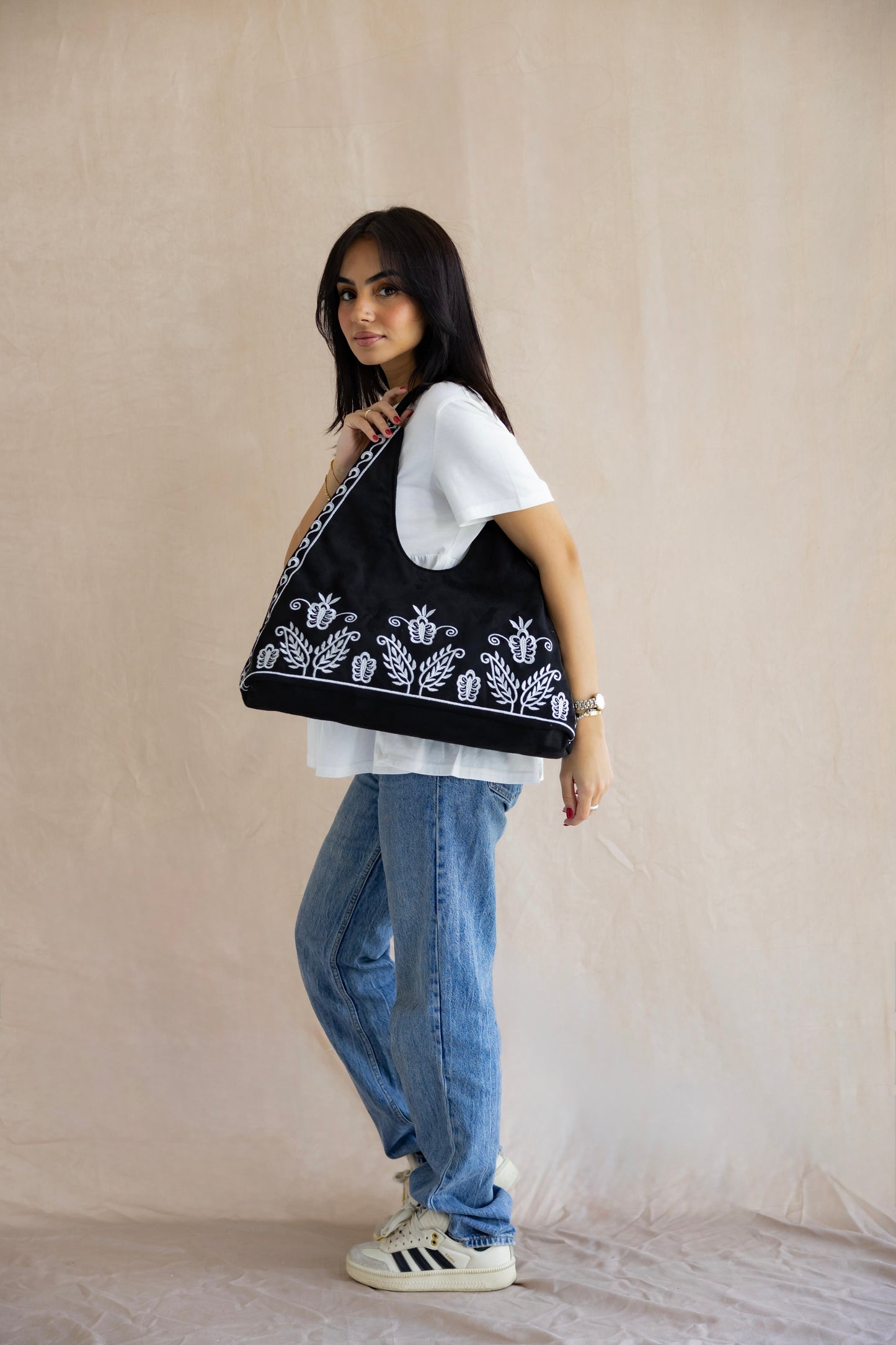 Black Soft Bloom Totebag