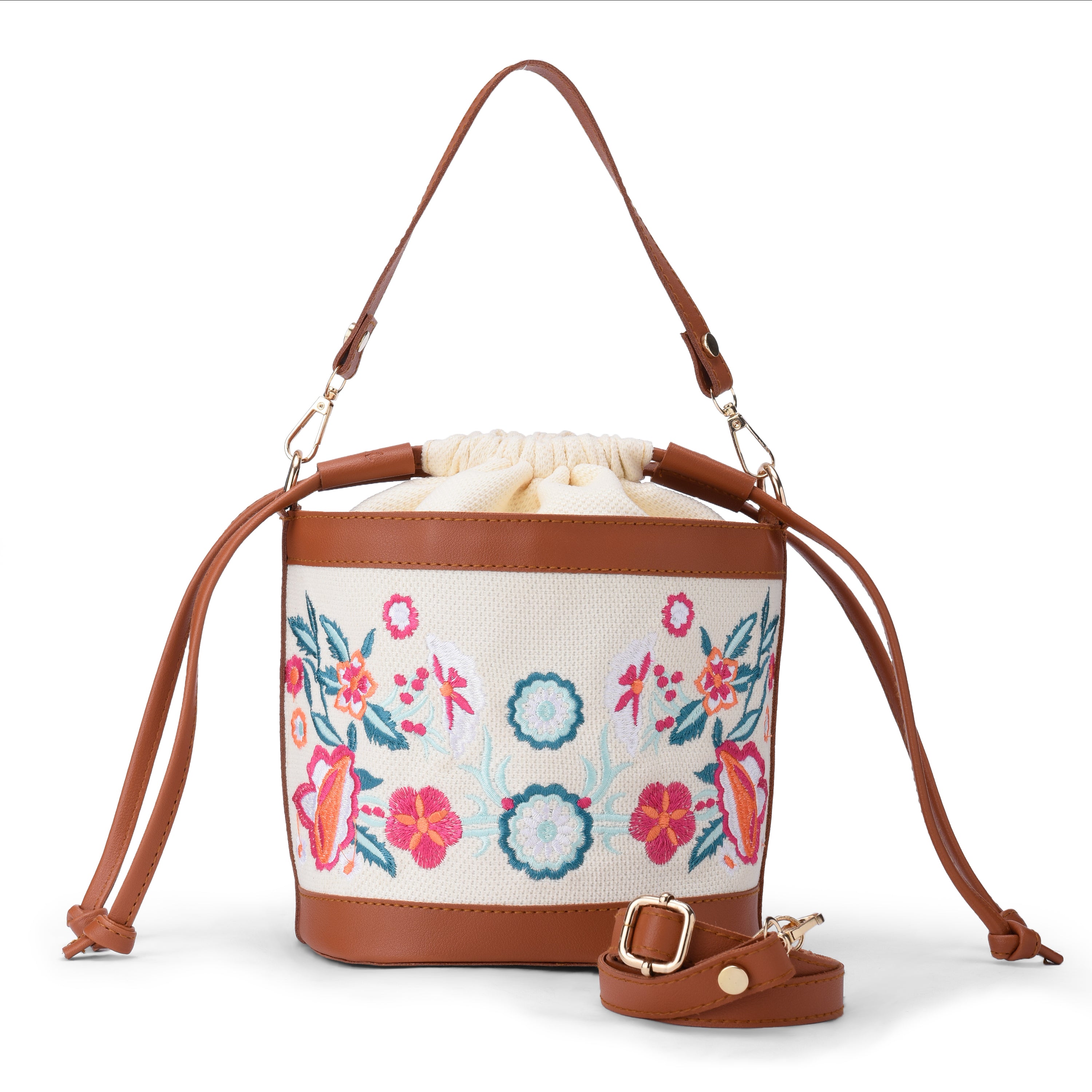 Offwhite Floral Pocket Crossbag