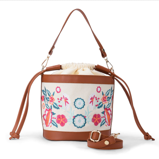 Offwhite Floral Pocket Crossbag