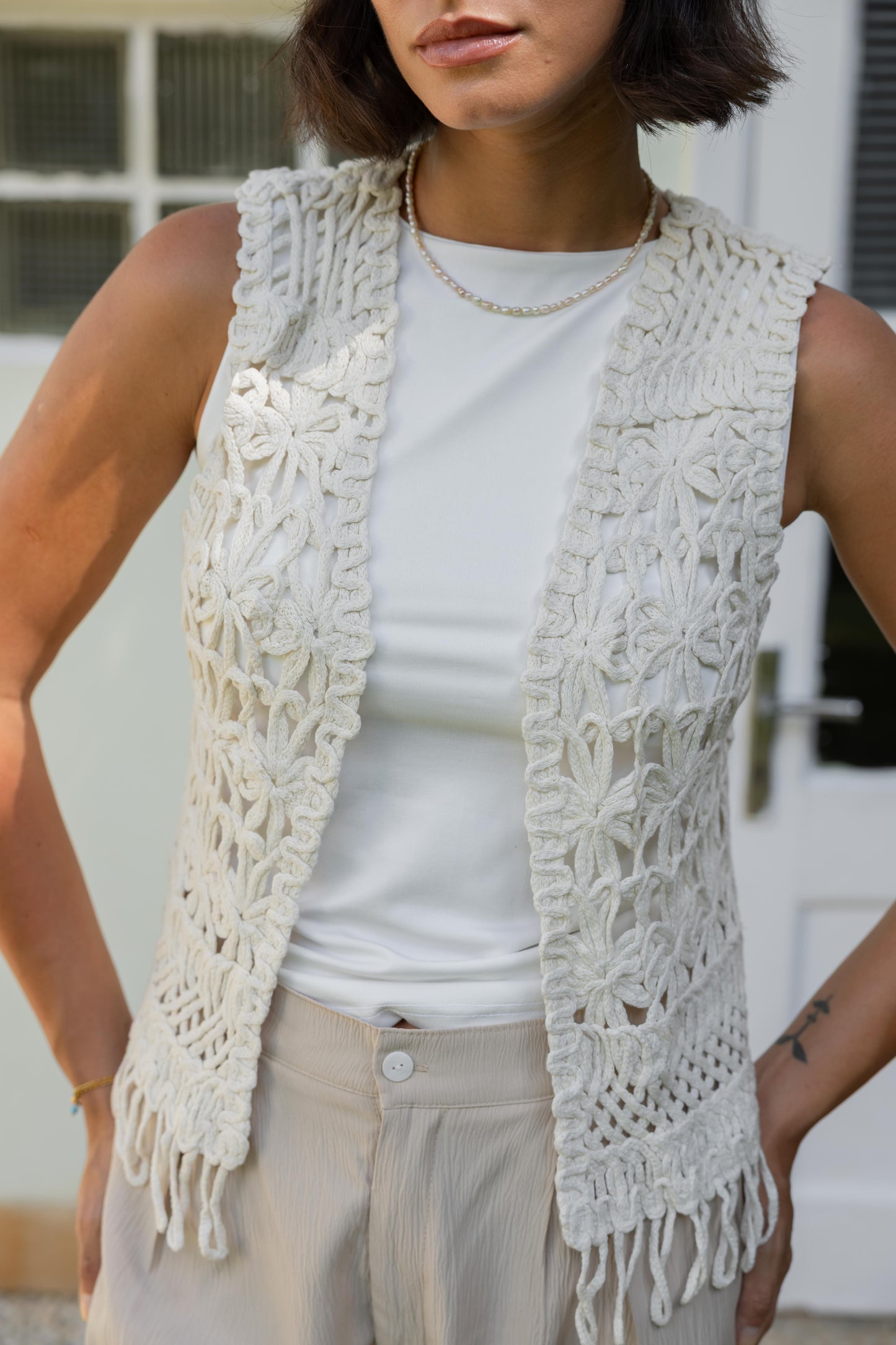 Aria Vest in Offwhite