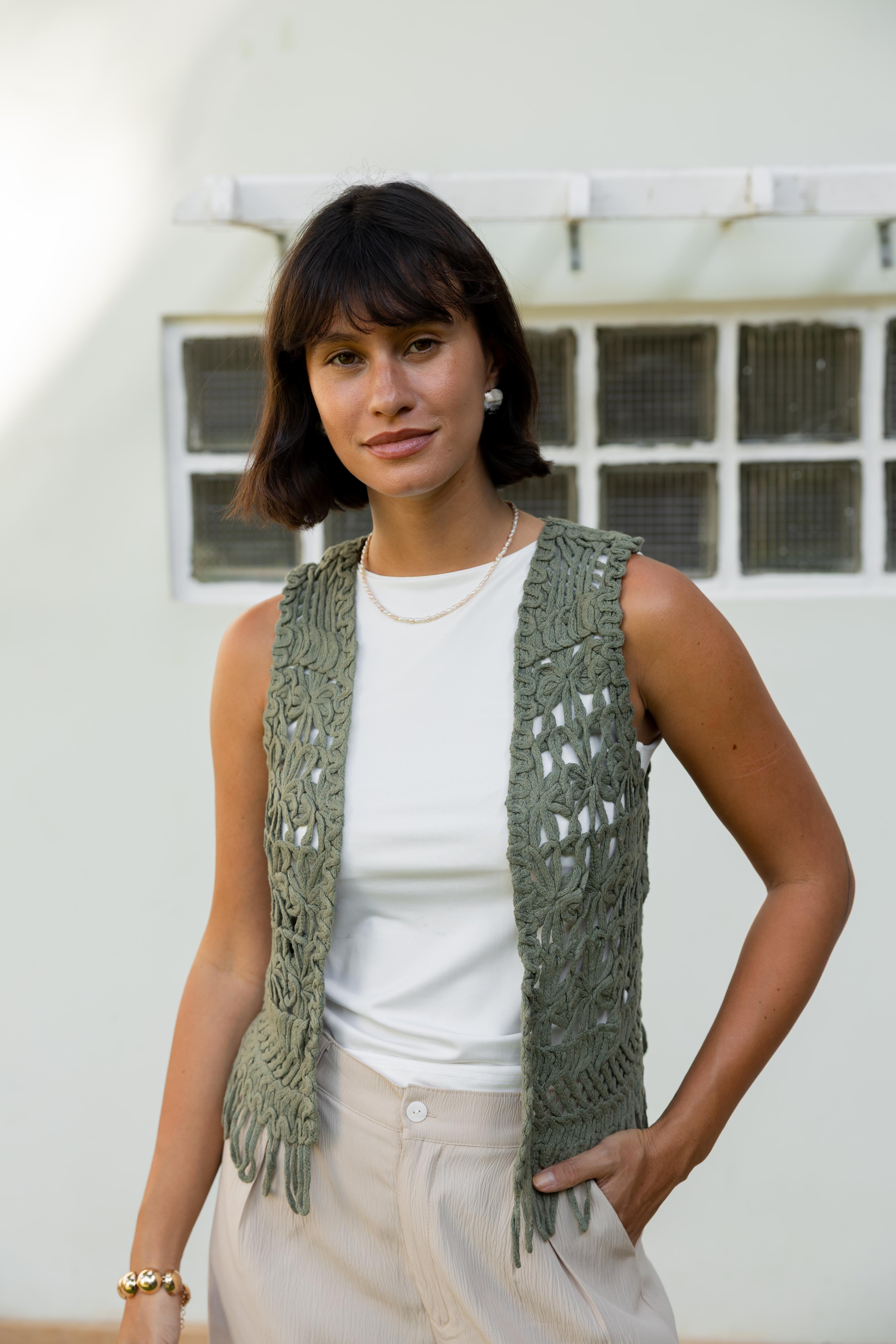 Aria Vest in Olive