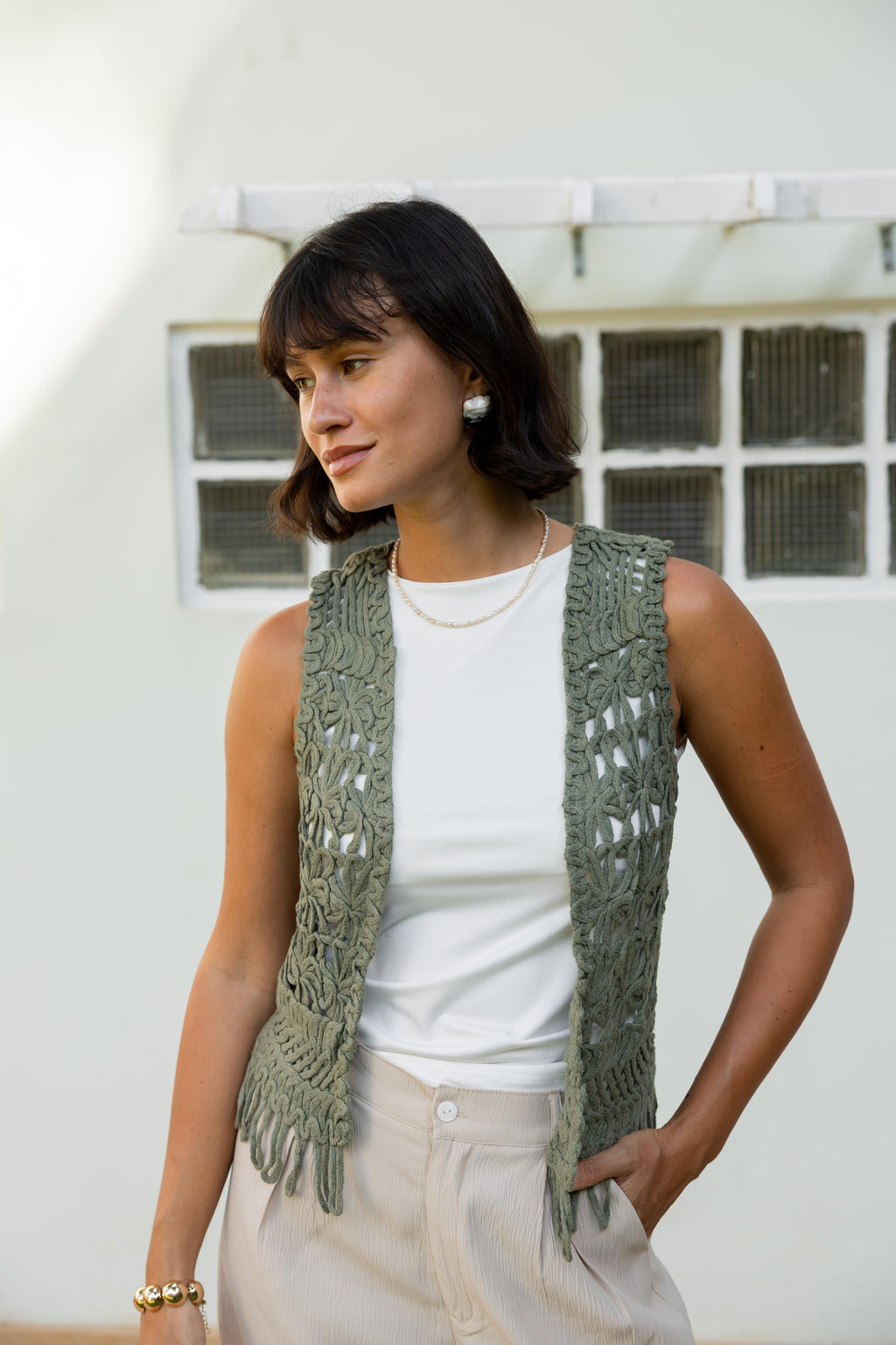 Aria Vest in Olive