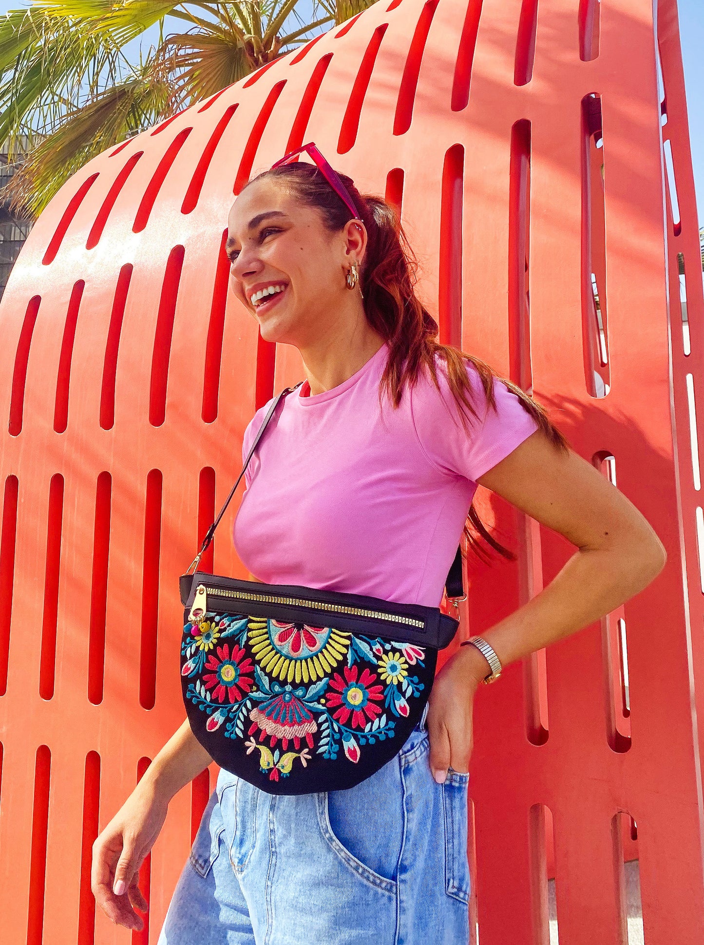 Black Floral Fanny Pack